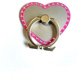 Holder Ring and Stand for Smartphone Design Heart Grey / Pink With Strass OEM