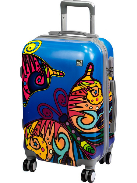 A2S Butterfly Βαλίτσα Καμπίνας 55x35x22cm με 4 Ρόδες Πολύχρωμη