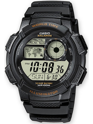 Casio Standard Ψηφιακό Ανδρικό Ρολόι Χρονογράφος με Μαύρο Καουτσούκ Λουράκι AE-1000W-1AVEF