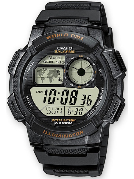 Casio Standard Ψηφιακό Ανδρικό Ρολόι Χρονογράφος με Μαύρο Καουτσούκ Λουράκι AE-1000W-1AVEF