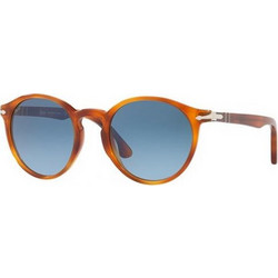 Persol PO3171S 96/Q8 Ανδρικά Γυαλιά Ηλίου Στρογγυλά Κοκάλινα Πορτοκαλί με Μπλε Degradee Φακό
