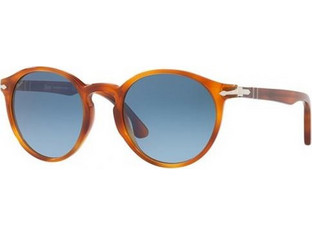 Persol PO3171S 96/Q8 Ανδρικά Γυαλιά Ηλίου Στρογγυλά Κοκάλινα Πορτοκαλί με Μπλε Degradee Φακό