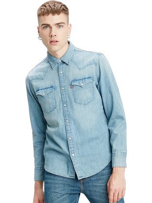 Levi's Barstow Western Standard Ανδρικό Πουκάμισο Τζιν Μακρυμάνικο Κανονική Γραμμή Γαλάζιο 85744-0001
