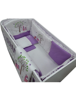 Beboulino Jungle Σετ Κούνιας 65x110cm White/Purple 6τμχ