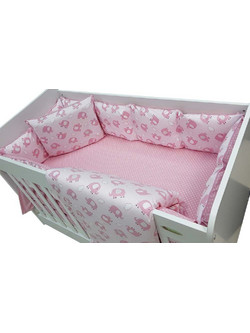 Beboulino Baby Elephant Σετ Κούνιας 70x140cm Pink 5τμχ