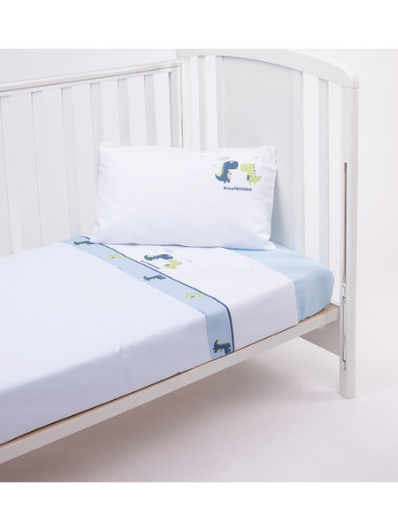 Prenatal Dino Σετ Βρεφικά Σεντόνια Κούνιας 120x180 White/Blue