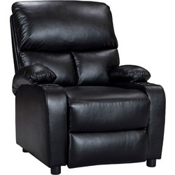 Pakoworld Πολυθρόνα Relax με Υποπόδιο Ανακλινόμενη Δερματίνη Μαύρη Gartia 269-000001