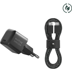 Native Union Wall Adaper Φορτιστής με Καλώδιο USB-C με Θύρα USB-C 30W Power Delivery Black