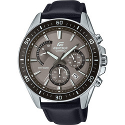 Casio Edifice Ανδρικό Ρολόι Χρονογράφος με Μαύρο Δερμάτινο Λουράκι EFR-552L-5AVUEF