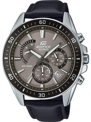 Casio Edifice Ανδρικό Ρολόι Χρονογράφος με Μαύρο Δερμάτινο Λουράκι EFR-552L-5AVUEF