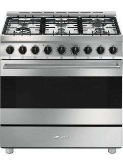 Smeg B91GMX2 Κουζίνα Ηλεκτρική 115lt με Εστίες Αερίου 90cm Inox