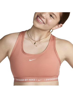 Nike Swoosh Padded Sports Αθλητικό Μπουστάκι με Μέτρια Στήριξη Σομόν HF6425-212