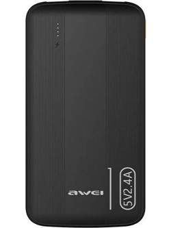 Awei P20K Power Bank 10000mAh με 2 Θύρες USB-A Black