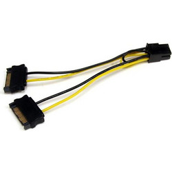 StarTech SATPCIEXADAP Καλώδιο Τροφοδοσίας 6-Pin PCIe to 2 x 15-Pin SATA III 0.15m Multicolor