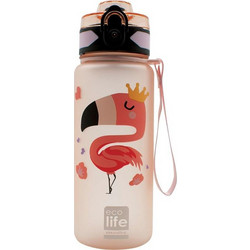 Ecolife Flamingo Παιδικό Παγούρι Πλαστικό Ροζ 500ml