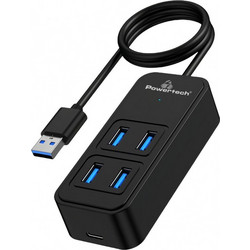 Powertech PTR-0157 USB Hub 3.0 USB-A με 5 Θύρες USB-A / USB-C / Ethernet & Εξωτερική Παροχή Ρεύματος