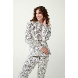Vamp Σετ Γυναικείες Πιτζάμες Χειμωνιάτικες Fleece Γκρι 21464