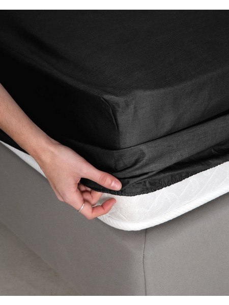 Pennie Σεντόνι Μονό Βαμβακερό με Λάστιχο 100x200+32 Daker Μαύρο