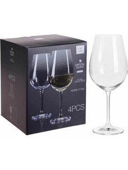 JK Home Decoration Σετ Ποτήρια Κρασιού Γυάλινα Κολωνάτα 4τμχ 412462