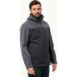 Jack Wolfskin Taubenberg 3in1 Αθλητικό Ανδρικό Μπουφάν Χειμωνιάτικο Softshell Αδιάβροχο Αντιανεμικό Μαύρο Ανθρακί 1115311-6350