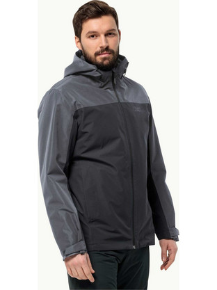 Jack Wolfskin Taubenberg 3in1 Αθλητικό Ανδρικό Μπουφάν Χειμωνιάτικο Softshell Αδιάβροχο Αντιανεμικό Μαύρο Ανθρακί 1115311-6350