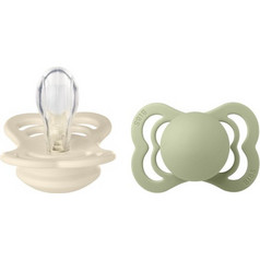 BIBS Supreme Summetrical Ορθοδοντικές Πιπίλες Σιλικόνης 0m+ Ivory Sage 2τμχ