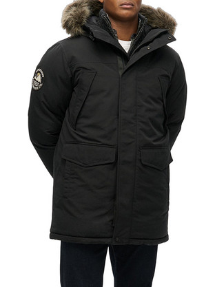Superdry Ovin Everest Faux Fur Ανδρικό Μπουφάν Χειμωνιάτικο Παρκά Μαύρο M5011929A-12A