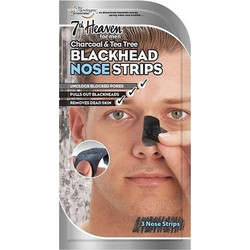 7th Heaven For Men Charcoal & Tea Tree Blackhead Επιθέματα Μύτης για Μαύρα Στίγματα με Άνθρακα 3τμχ