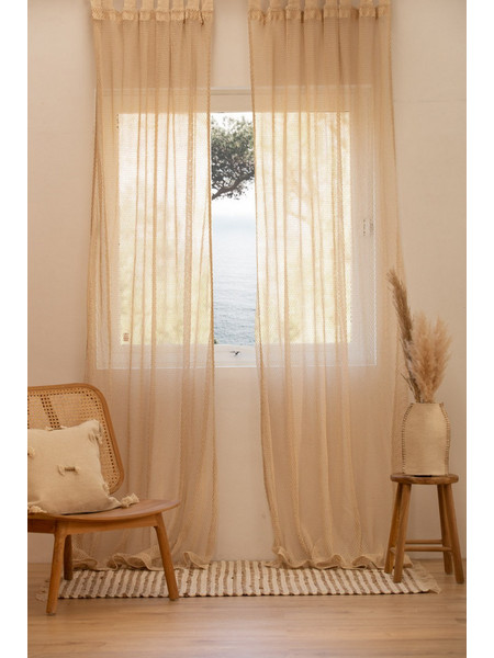 Calma House Κουρτίνα Παραθύρου με Θηλιές 140x280 Xarxa Ecru