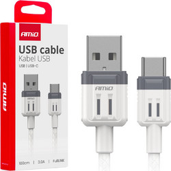 AMiO USB-A to USB-C 1m White 03905