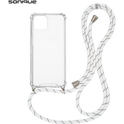 Sonique Strap Back Cover Transparent / Rainbow White (iPhone 14)
