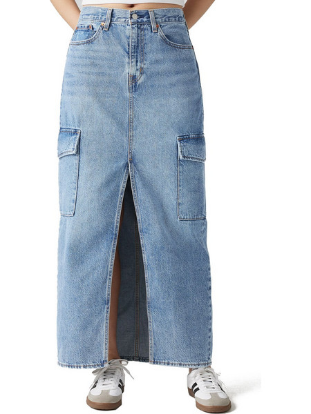 Levi's Μακριά Φούστα Τζιν Ψηλόμεση Cargo Γαλάζια 0005S-0000