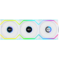 Lian Li Unifan SL Wireless LCD Case Fan 120mm ARGB με Σύνδεση 3-Pin 4-Pin PWM 9-Pin (USB 2.0) 3τμχ White