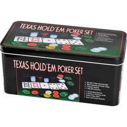 Texas Hold'em Σετ 200 Αριθμημένες Μάρκες Poker σε Μεταλλικό Κουτί με 2 Τράπουλες & Τσόχα 700104