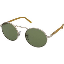 Persol PO1019S 518/4E Ανδρικά Γυαλιά Ηλίου Στρογγυλά Μεταλλικά Ασημί με Πράσινο Φακό