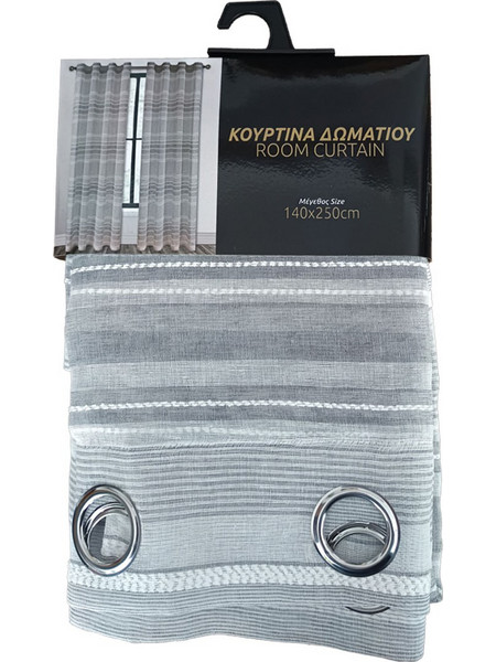 TNS Κουρτίνα Παραθύρου με Τρουκς 140x250 Lines Grey