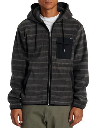 RVCA Hawthorne Ανδρική Ζακέτα Fleece με Κουκούλα και Φερμουάρ Ανθρακί AVYFT00281-MUL