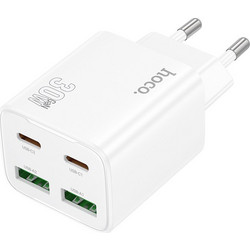 Hoco N56 Fundador Φορτιστής χωρίς Καλώδιο με 2 Θύρες USB-A & 2 Θύρες USB-C 30W Power Delivery White