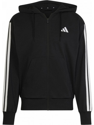 Adidas Essentials Ανδρική Ζακέτα Φούτερ με Κουκούλα και Φερμουάρ Μαύρη JD1877