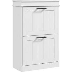 HOMCOM Παπουτσοθήκη Ξύλινη Λευκή M54xΠ24xY82.5cm 837-414V80WT