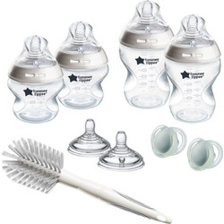 Tommee Tippee Natural Start Σετ Πλαστικά Μπιμπερό με Θηλή Σιλικόνης κατά των Κολικών 0-6m Beige 9τμχ
