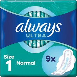 Always Ultra Normal Μέγεθος 1 Σερβιέτες με Φτερά για Κανονική Ροή 9τμχ