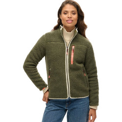 Superdry Γυναικεία Ζακέτα Fleece Μακριά με Φερμουάρ Χακί W2012340A-8MI