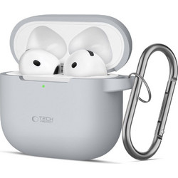 Tech-Protect Θήκη Σιλικόνης με Γάντζο για Apple AirPods 4 Γκρι