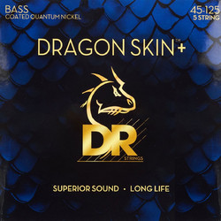 DR Strings Dragon Skin+ Coated Σετ 5 Χορδές Ηλεκτρικού Μπάσου Pure Nickel 45-125" Medium Tension