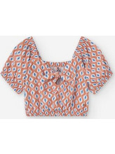 Losan Παιδικό Crop Top Κοντομάνικο Καφέ Γαλάζιο LJGAP010325019