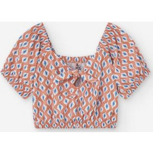 Losan Παιδικό Crop Top Κοντομάνικο Καφέ Γαλάζιο LJGAP010325019