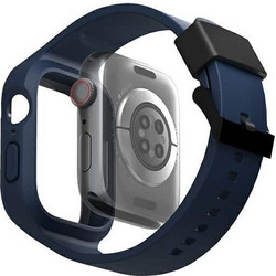 Uniq Monos Θήκη Σιλικόνης με Λουράκι για Apple Watch 4 / 5 / 6 / 7 / 8 / 9 / SE 44 / 45mm Navy Μπλε