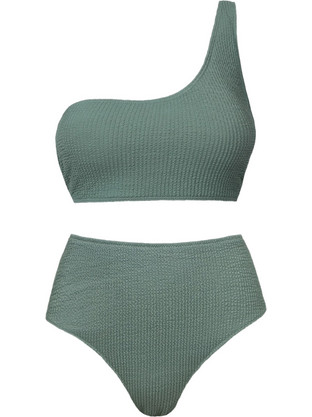 Rock Club Bikini Set με Έναν Ώμο Ψηλόμεσο Πράσινο BP-5006