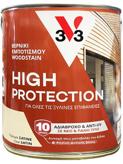 V33 High Protection Woodstain Βερνίκι Ξύλου Έτοιμο προς Χρήση Άχρωμο Satin 2.5lt